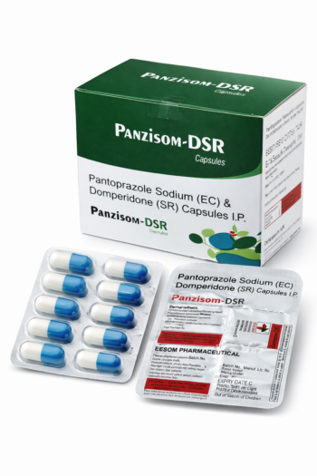 Panzisom-DSR Capsules – Pantoprazole Sodium (EC) 40 mg & Domperidone (SR) 30 mg | Acid Reflux & Digestive Relief Capsules | 10 Capsules