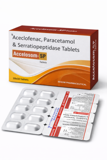 Accelosom-SP Tablets | Aceclofenac, Paracetamol & Serratiopeptidase Tablets for Pain & Inflammation Relief